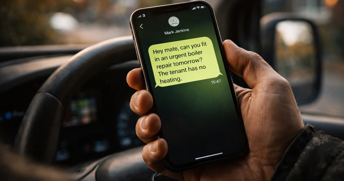 A timeline graphic showing the missed call → auto text within 60s → customer replies → lead captured → callback sequence that recovers the job